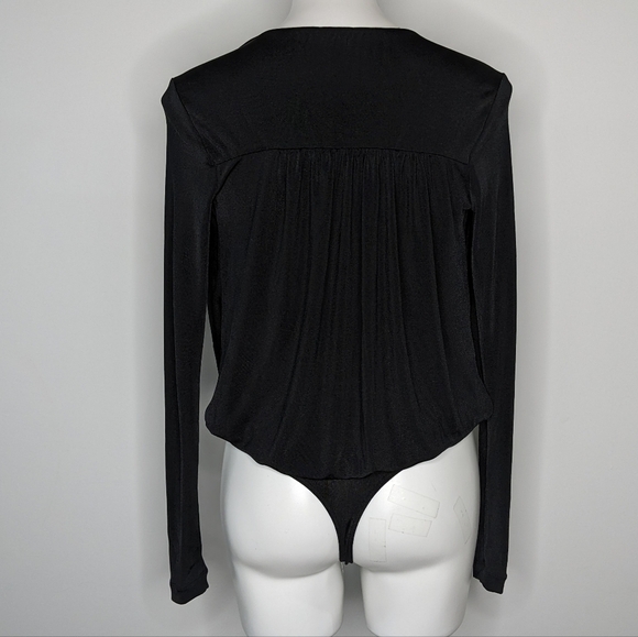 Intimately Free People black v neck long sleeve bodysuit leotard S - Picture 5 of 9